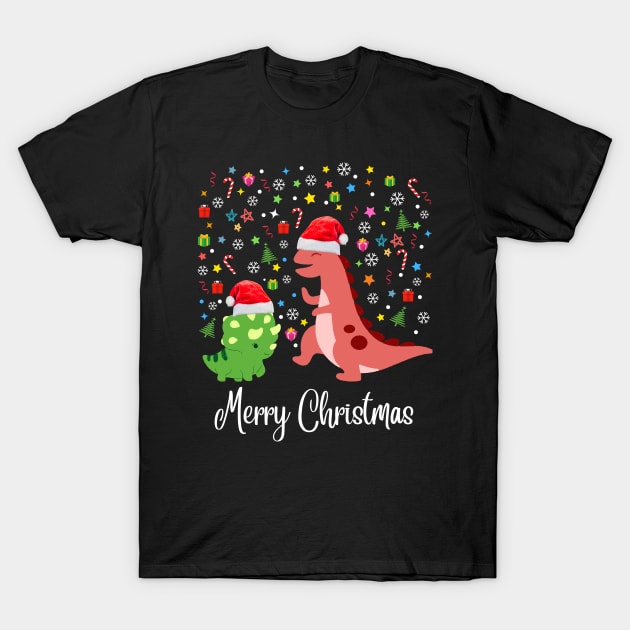 Funny Christmas Dinosaur T-Shirt T-Shirt by DakhaShop